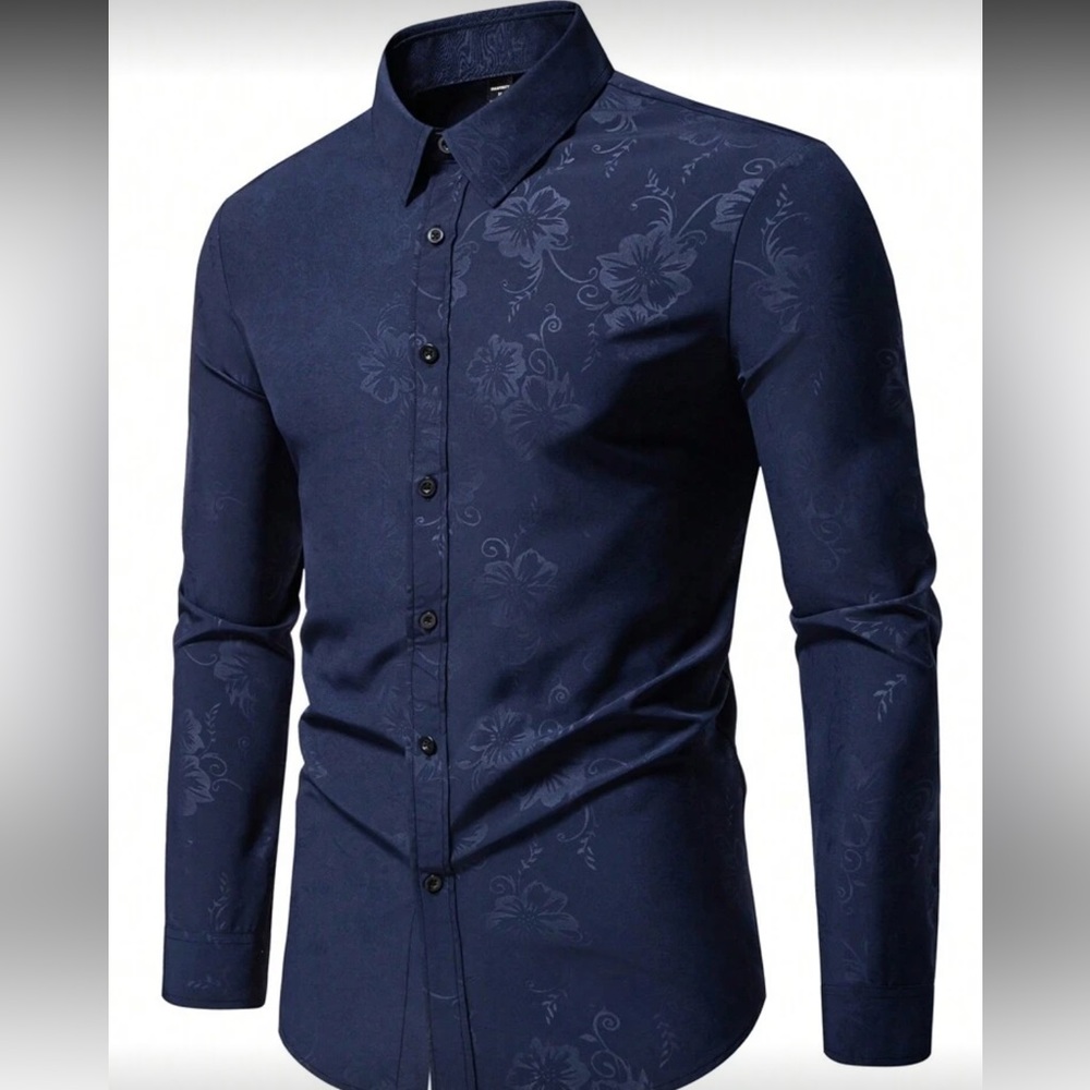 Men's Navy Floral Dress Shirt